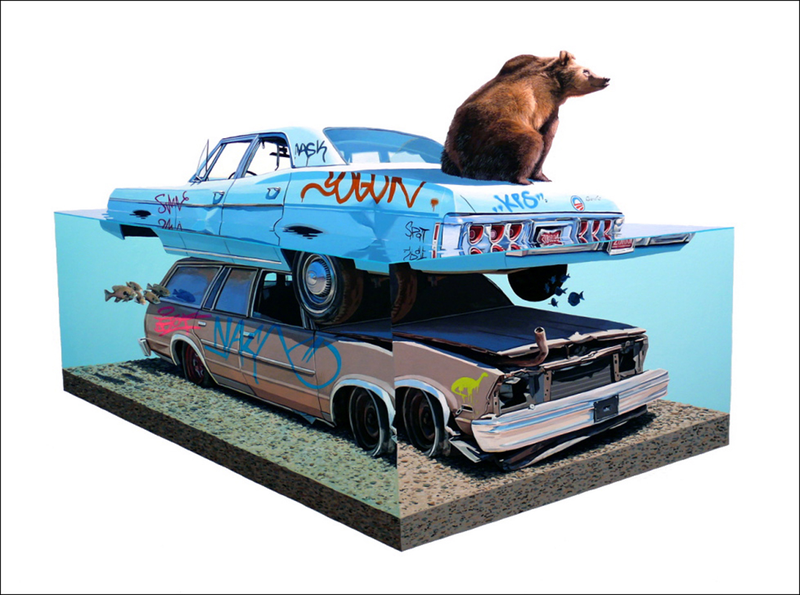 Illustration for article titled Josh Keyes: A Juxtaposition Of Car And Nature